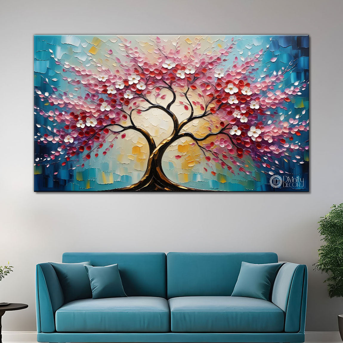 Spring tree in textured modern art- Design - Tree-228