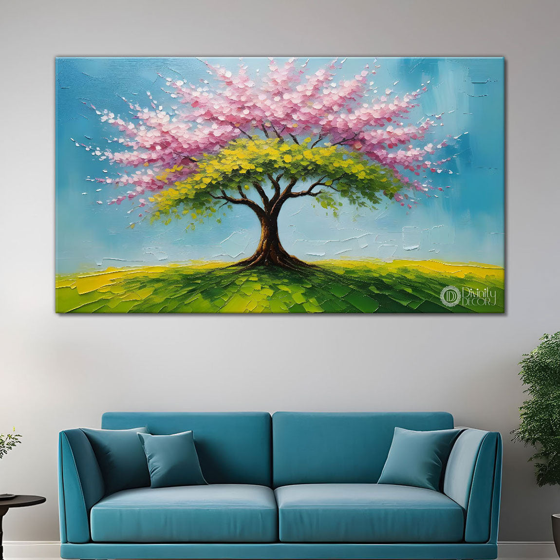 Spring tree in textured modern art- Design - Tree-230