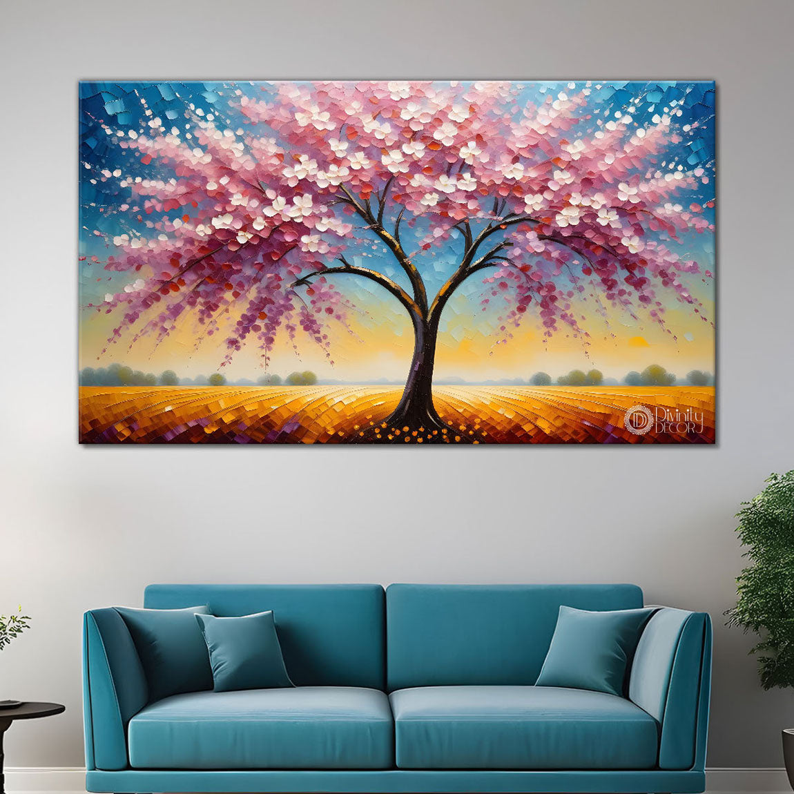 Spring tree in textured modern art- Design - Tree-231