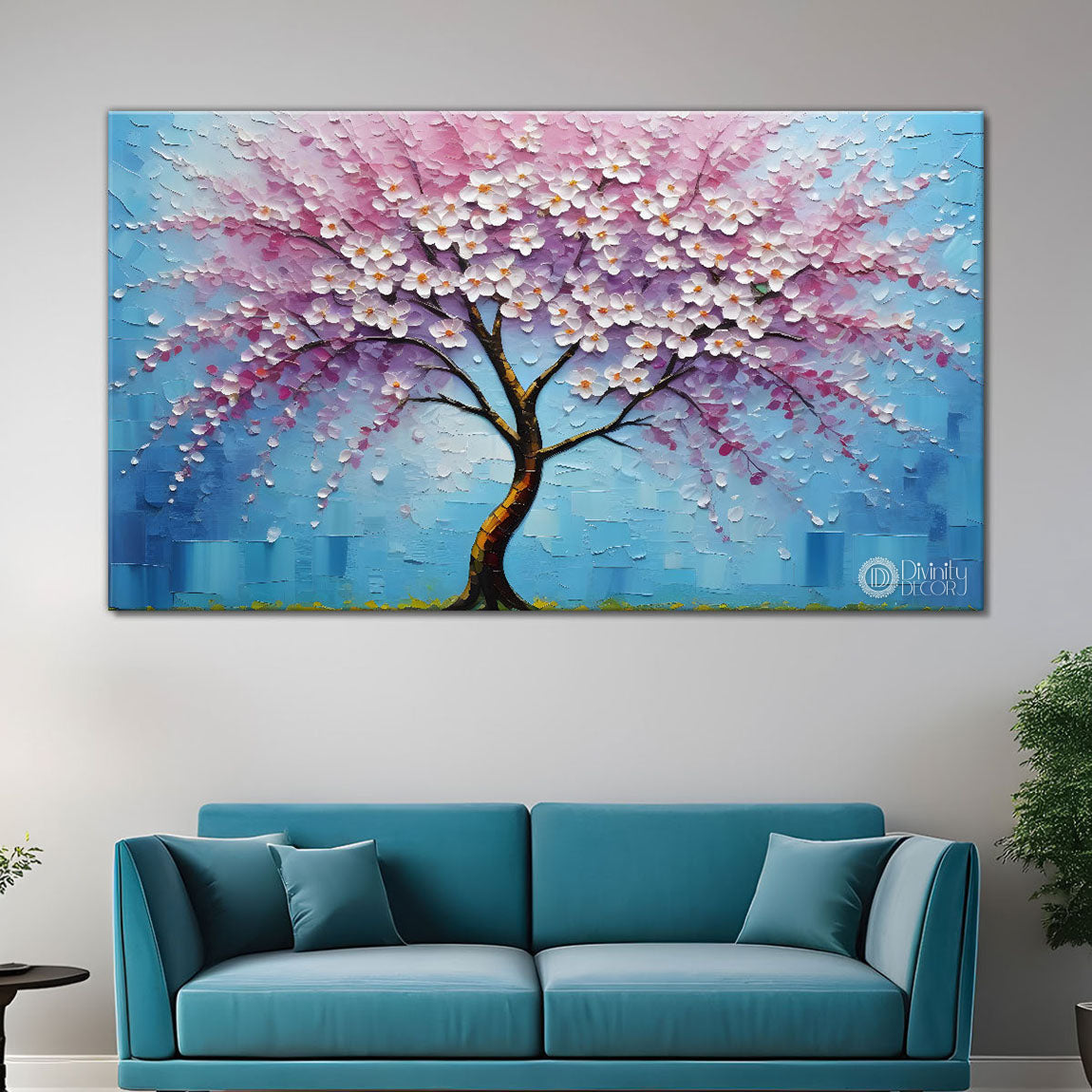 Spring tree in textured modern art- Design - Tree-235