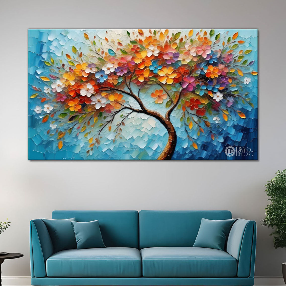 Colorful tree in textured modern art- Design - Tree-242