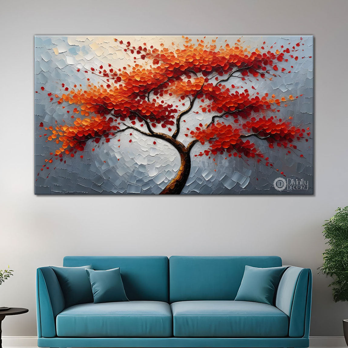 Orange tree in textured modern art- Design - Tree-245