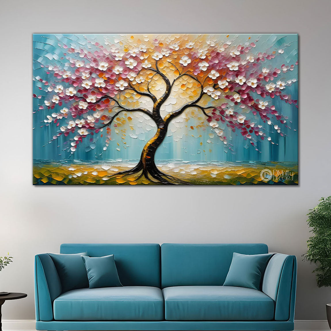 Spring tree in textured modern art- Design - Tree-247