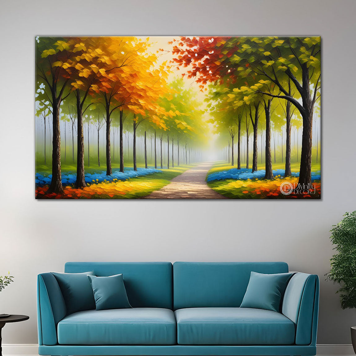 Colorful tree in textured modern art- Design - Tree-248