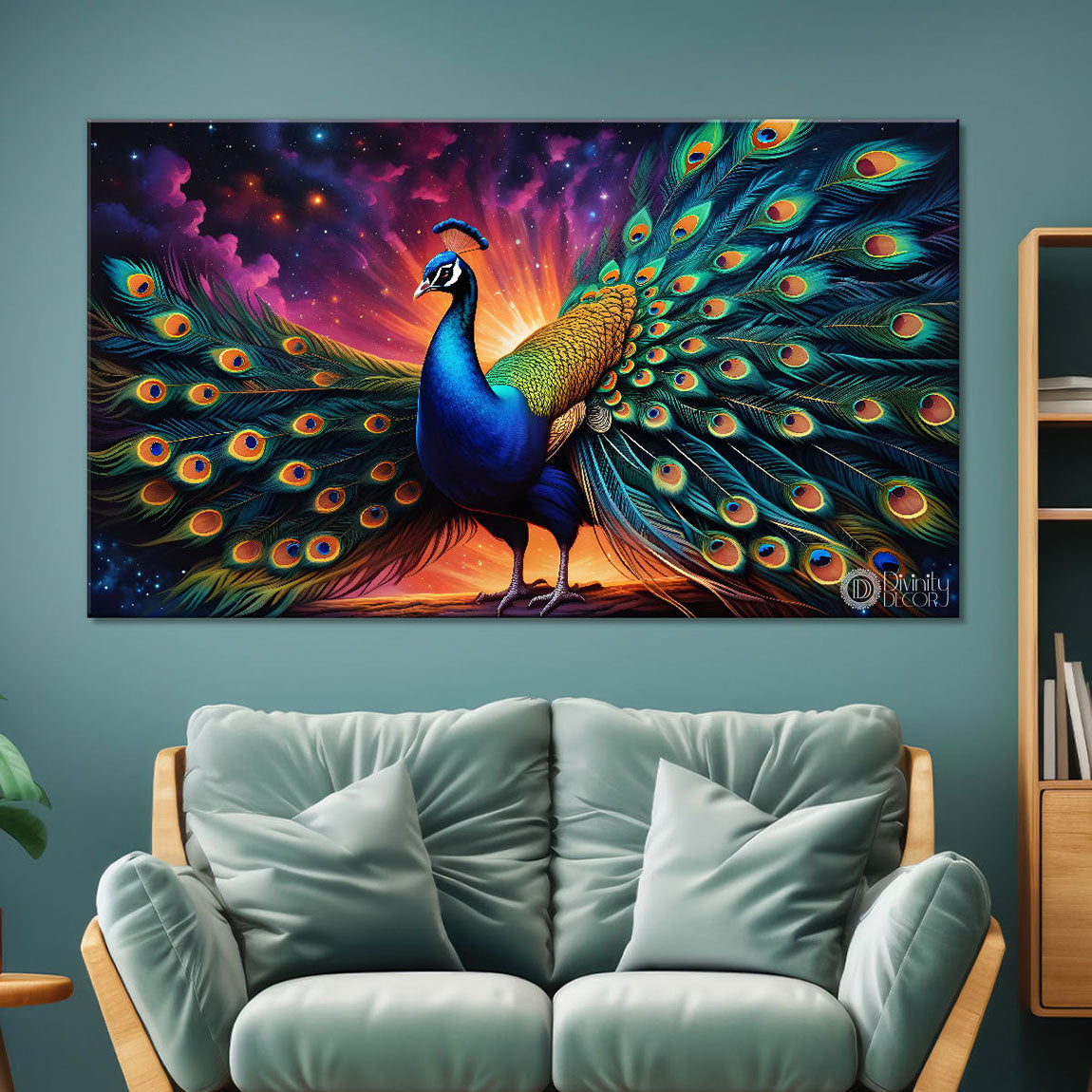 Peacock with the bright background painting Canvas Painting - Design - Peacock-25