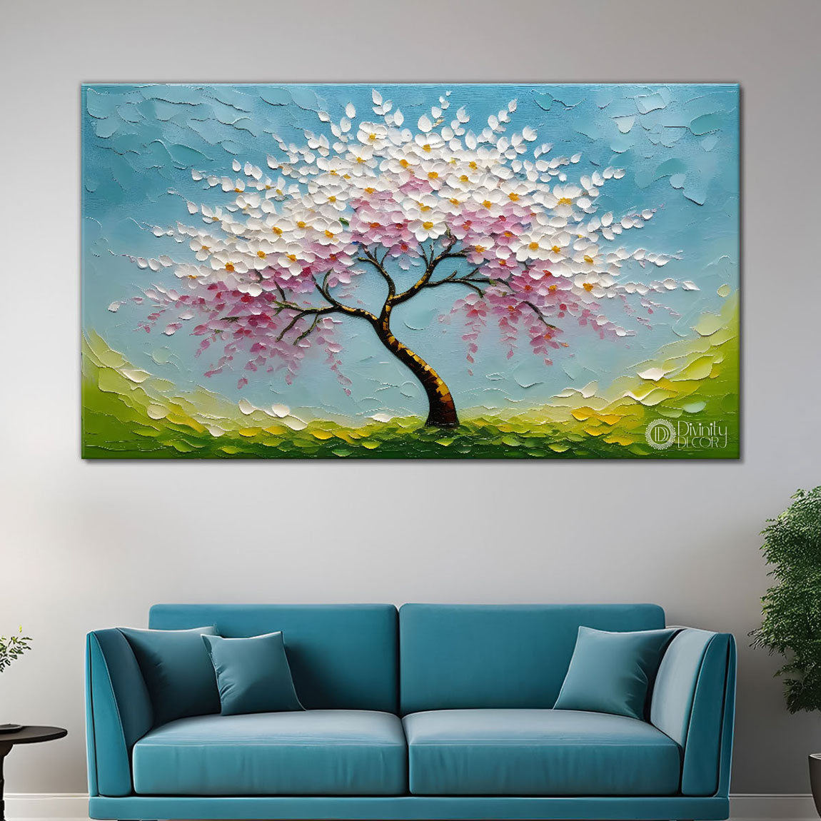 Spring tree in textured modern art- Design - Tree-251
