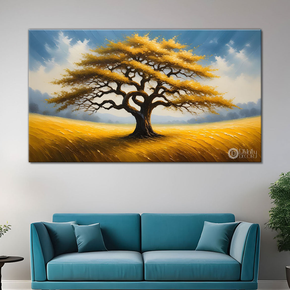 Tree in bright textured modern art- Design - Tree-255