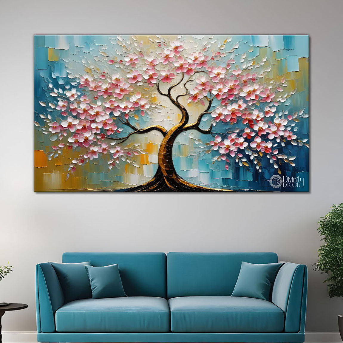 Spring tree in textured modern art- Design - Tree-258