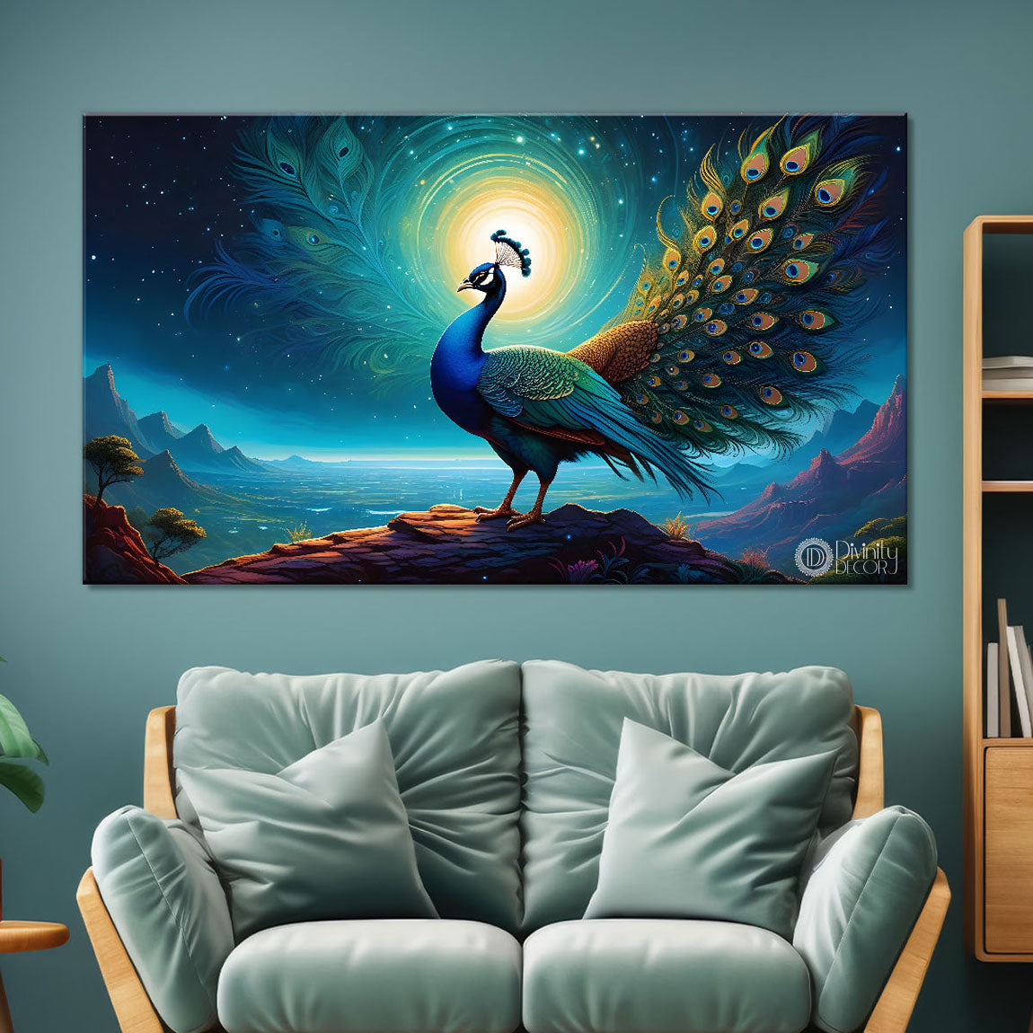 Peacock in the night modern art Canvas Painting - Design - Peacock-26