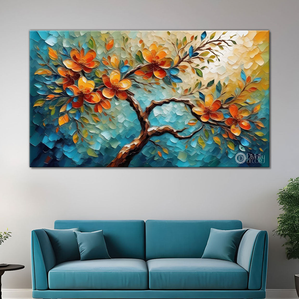 Colorful tree in textured modern art- Design - Tree-261