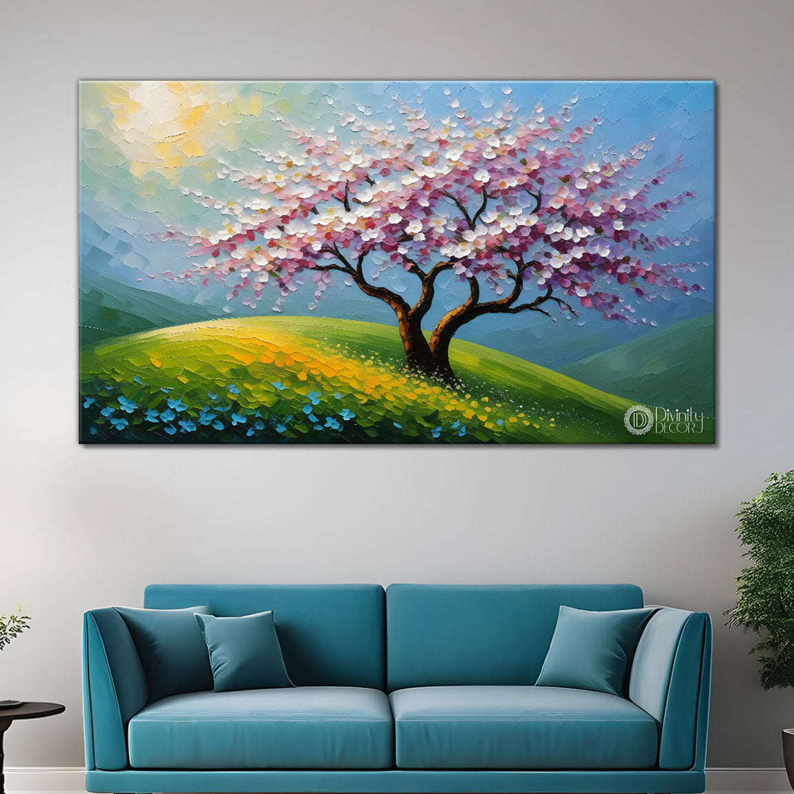 Spring tree in textured modern art- Design - Tree-263