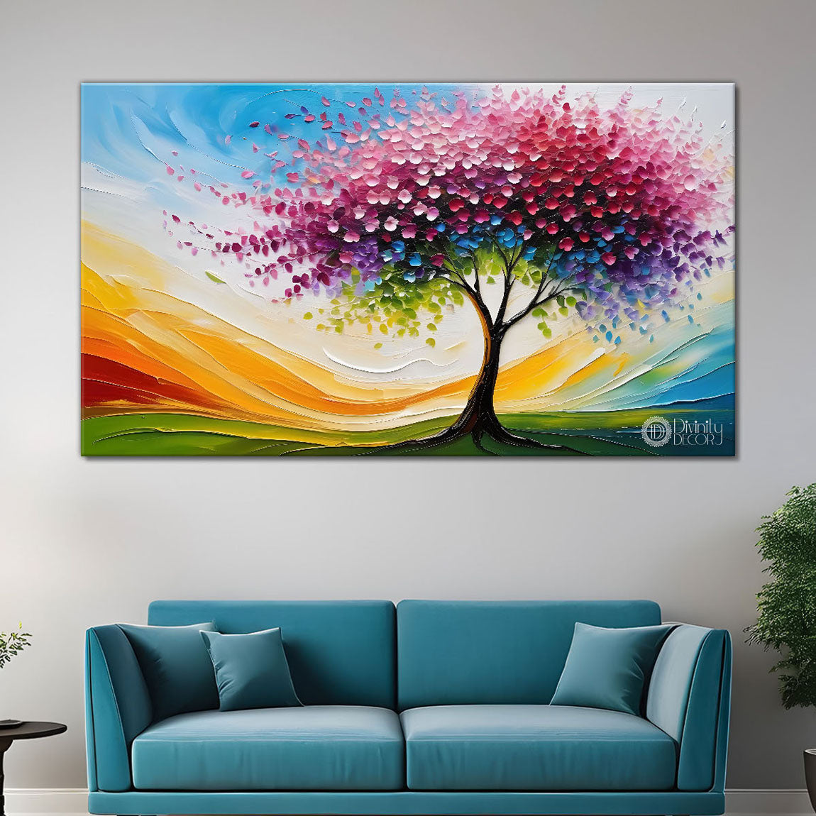 Spring tree in textured modern art- Design - Tree-267