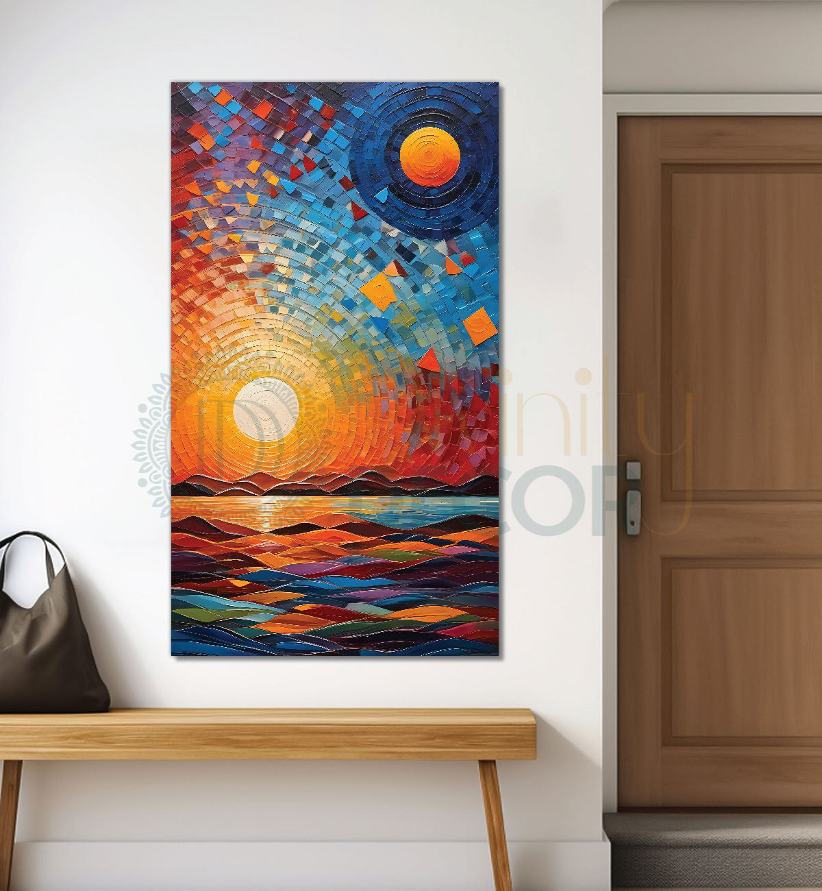 Sunset with colourful background modern art painting  Canvas Painting - Design - Modern-V-26