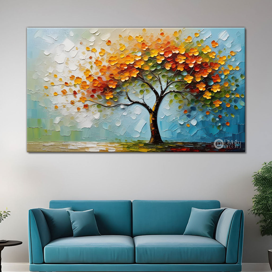 Colorful tree in textured modern art- Design - Tree-274