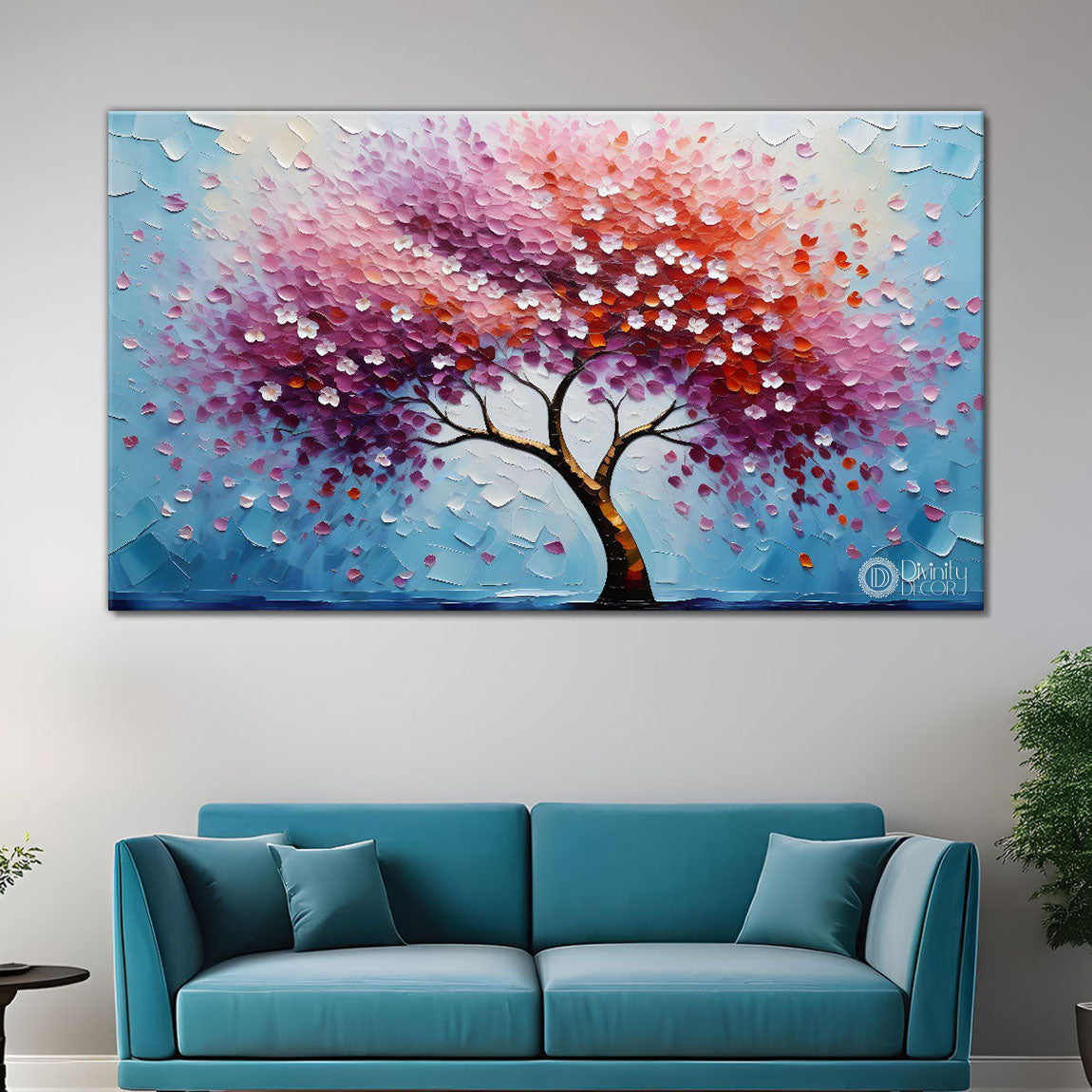 Spring tree in textured modern art- Design - Tree-277