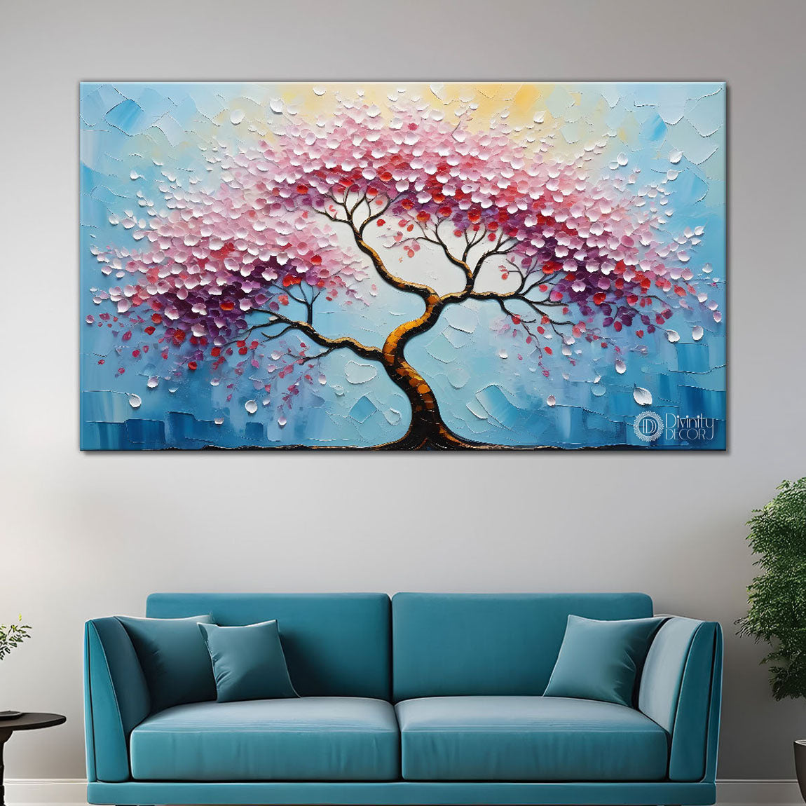 Spring tree in textured modern art- Design - Tree-279