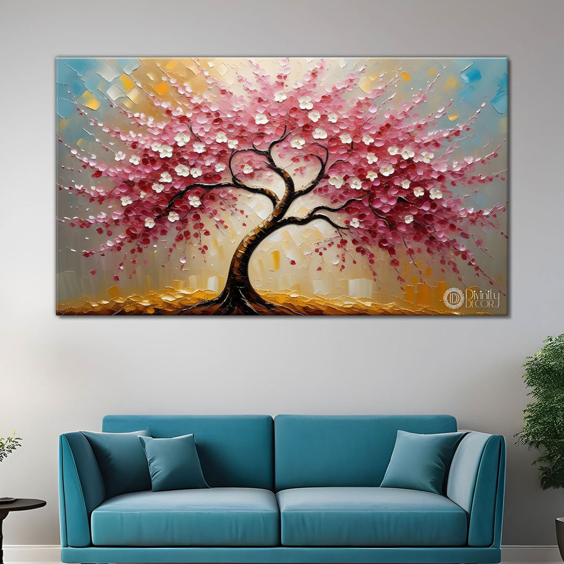 Spring tree in textured modern art- Design - Tree-281