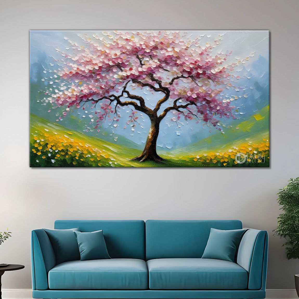 Spring tree in textured modern art- Design - Tree-282
