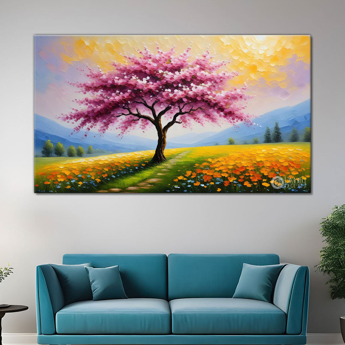 Spring tree in textured modern art- Design - Tree-284