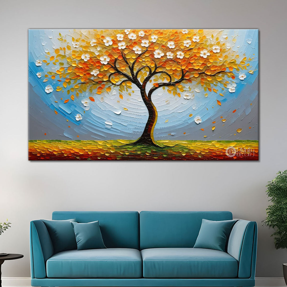 Orange tree in textured modern art- Design - Tree-285