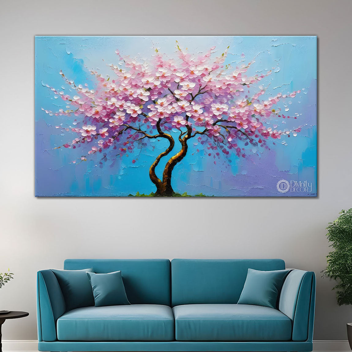 Spring tree in textured modern art- Design - Tree-293