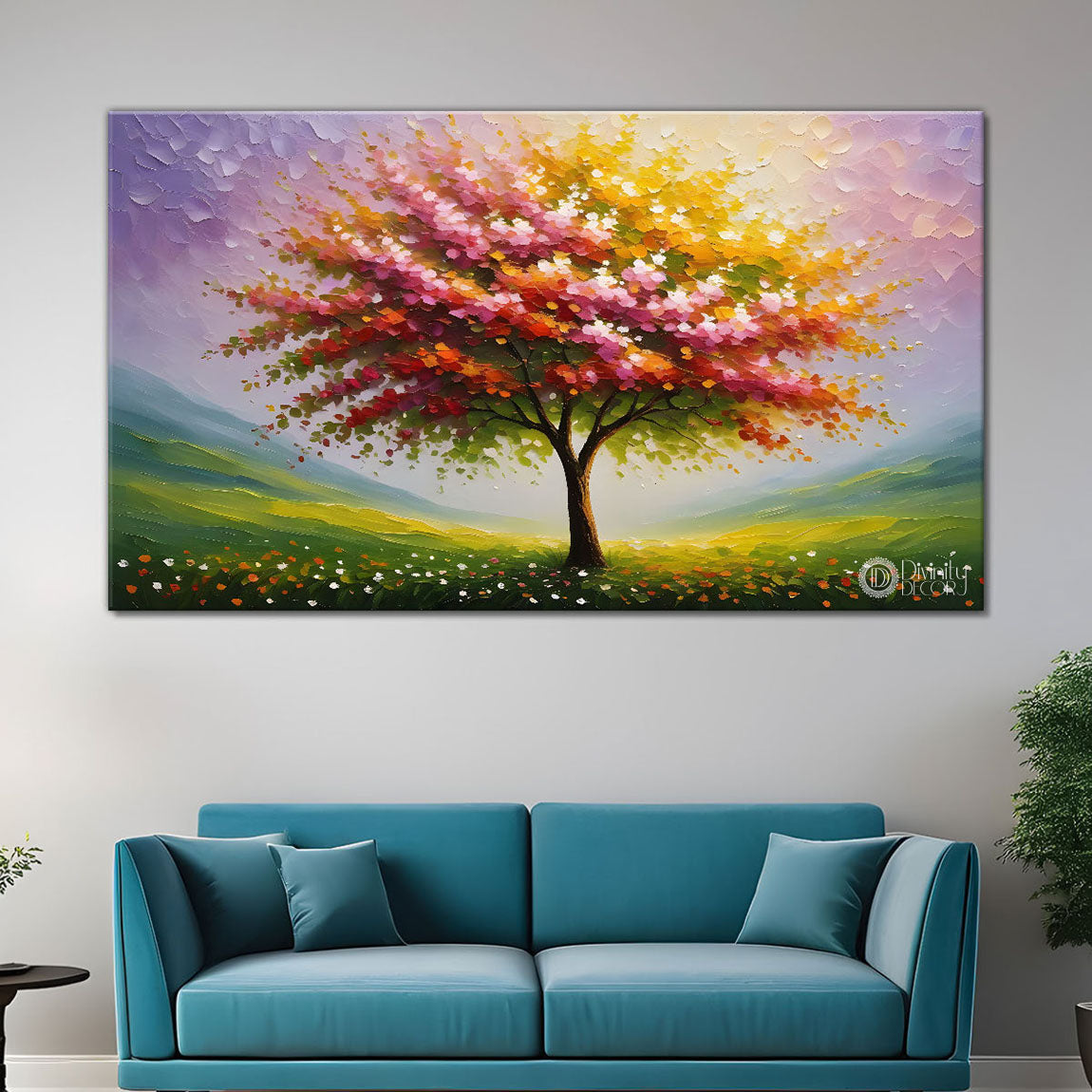 Colorful tree in textured modern art- Design - Tree-297