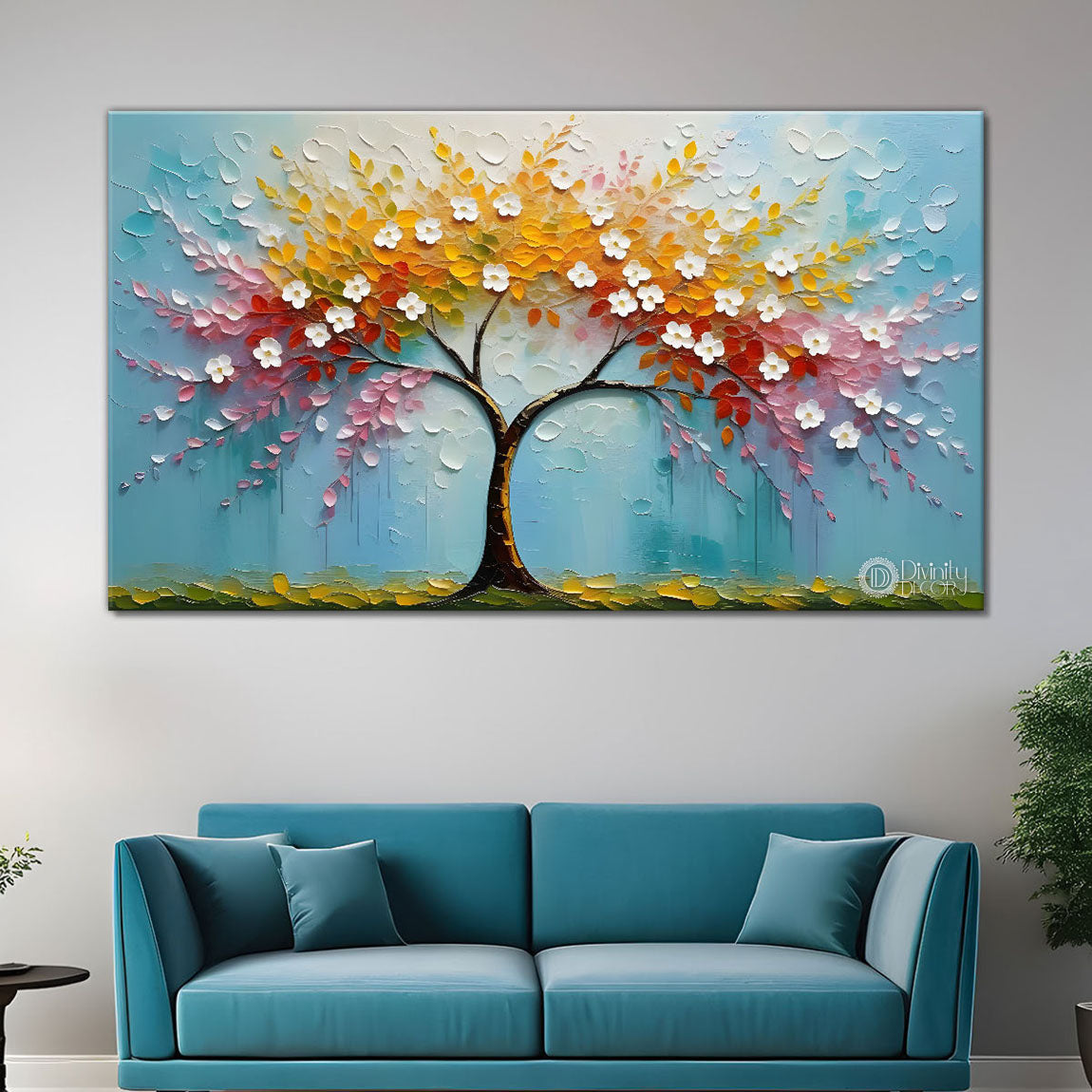 Colorful tree in textured modern art- Design - Tree-298