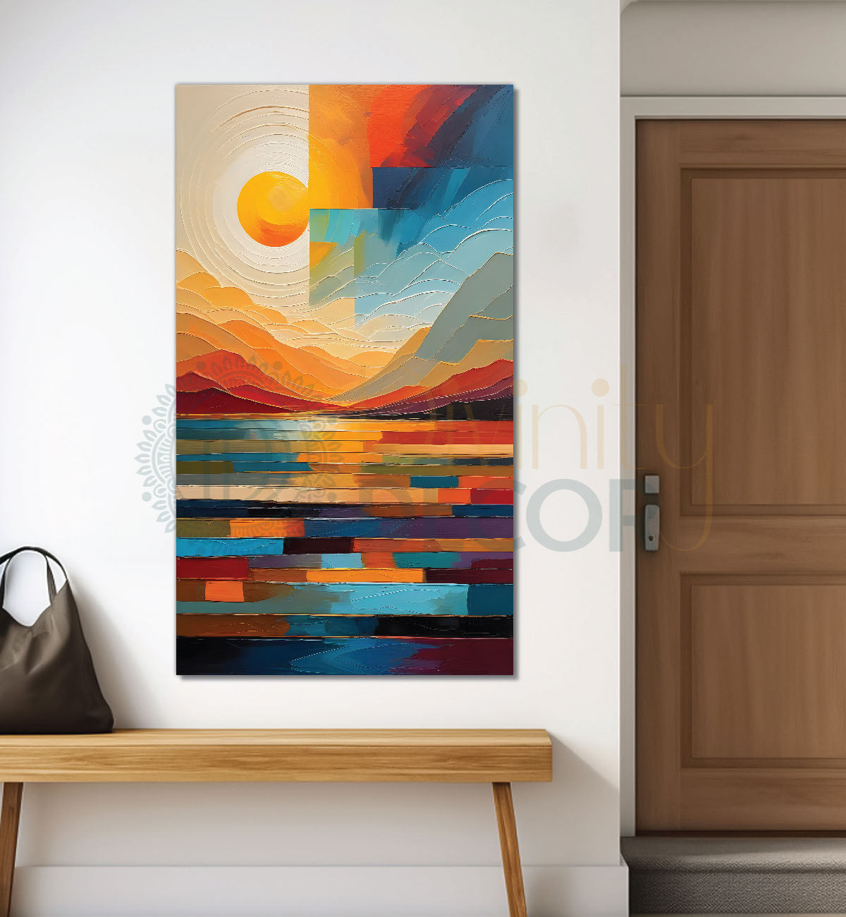 Sunset with colourful background modern art painting Canvas Painting - Design - Modern-V-29