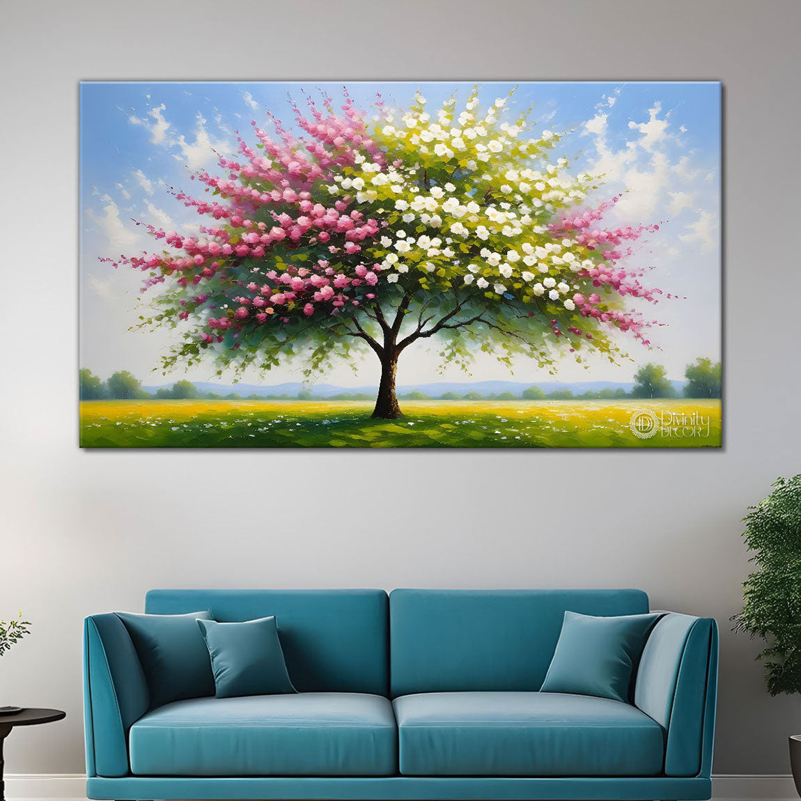 Spring tree in textured modern art- Design - Tree-302
