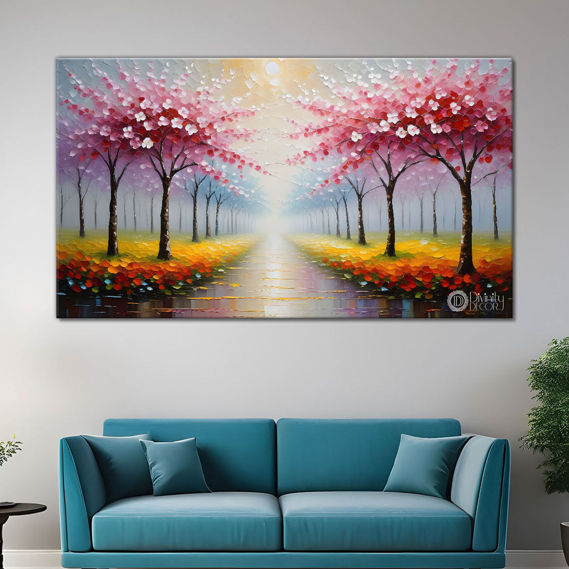 Spring tree in textured modern art- Design - Tree-304