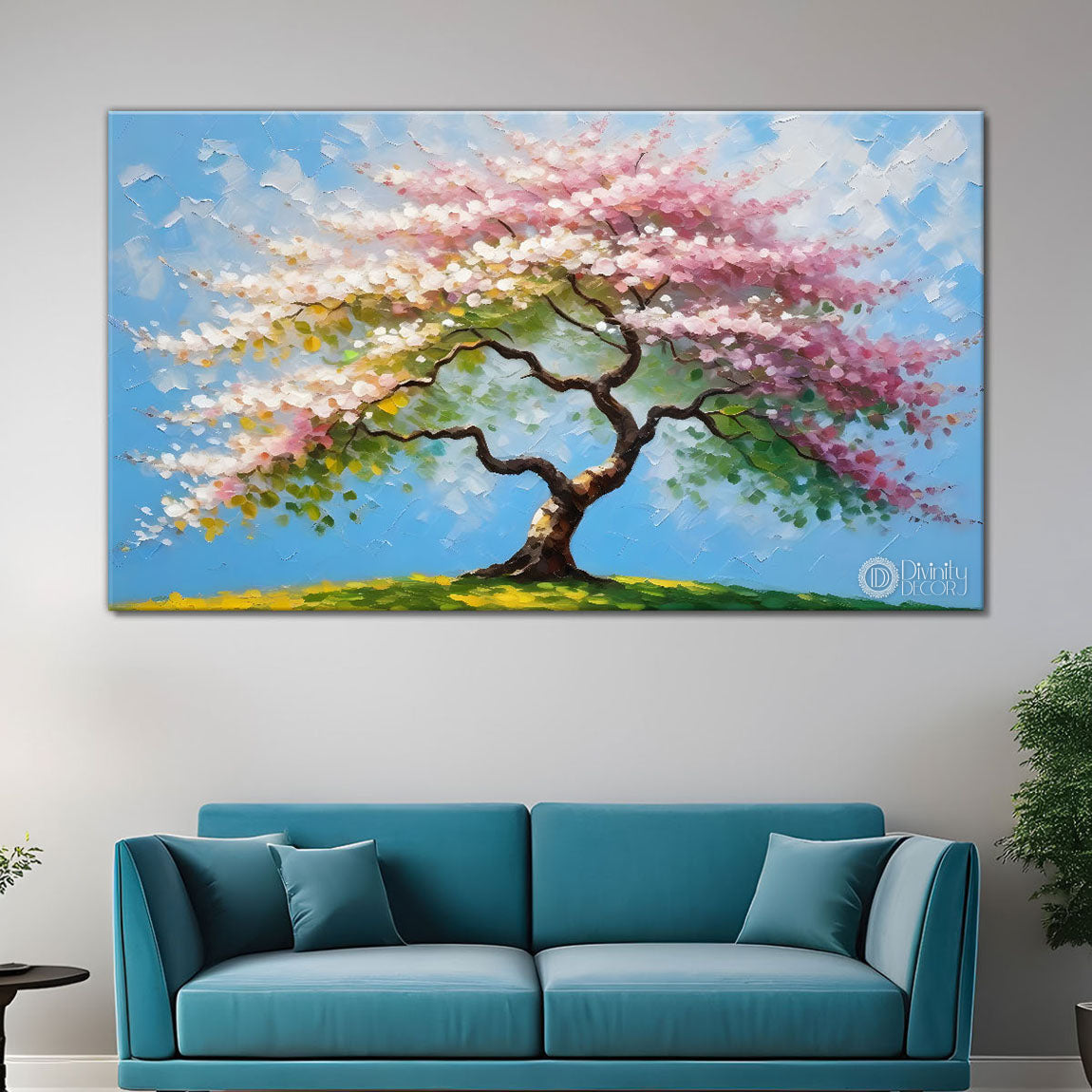 Spring tree in textured modern art- Design - Tree-309