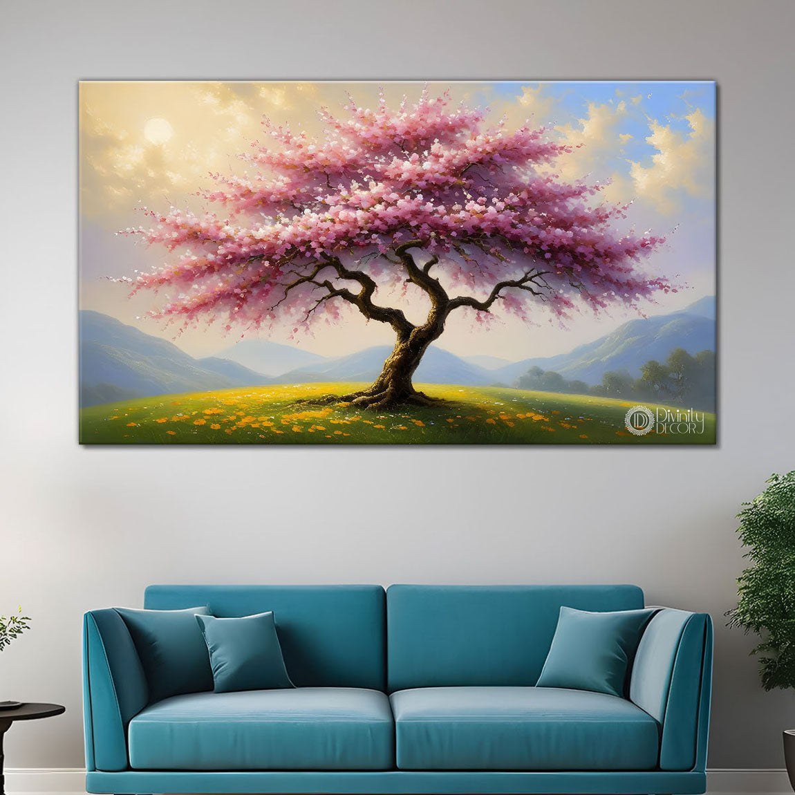 Spring tree in textured modern art- Design - Tree-313