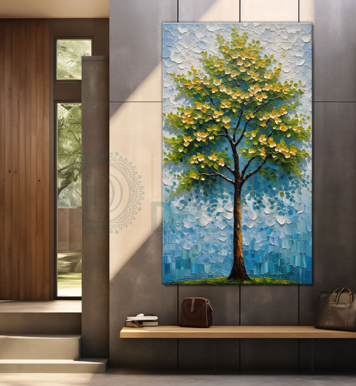 Orange tree in textured modern art Canvas painting - Tree-V-36