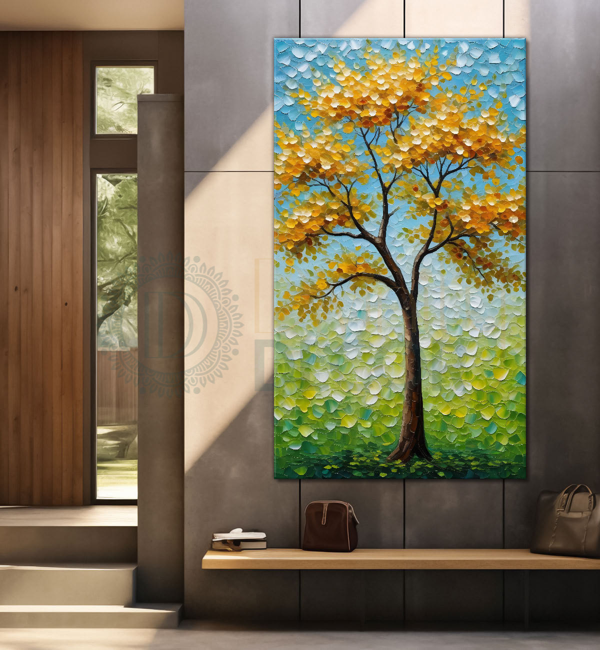 Orange tree in textured modern art Canvas painting - Tree-V-38