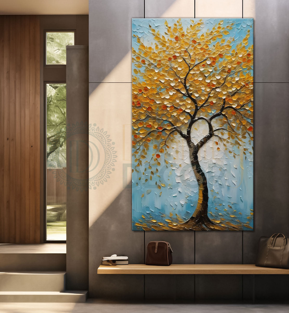 Orange tree in textured modern art Canvas painting - Tree-V-50