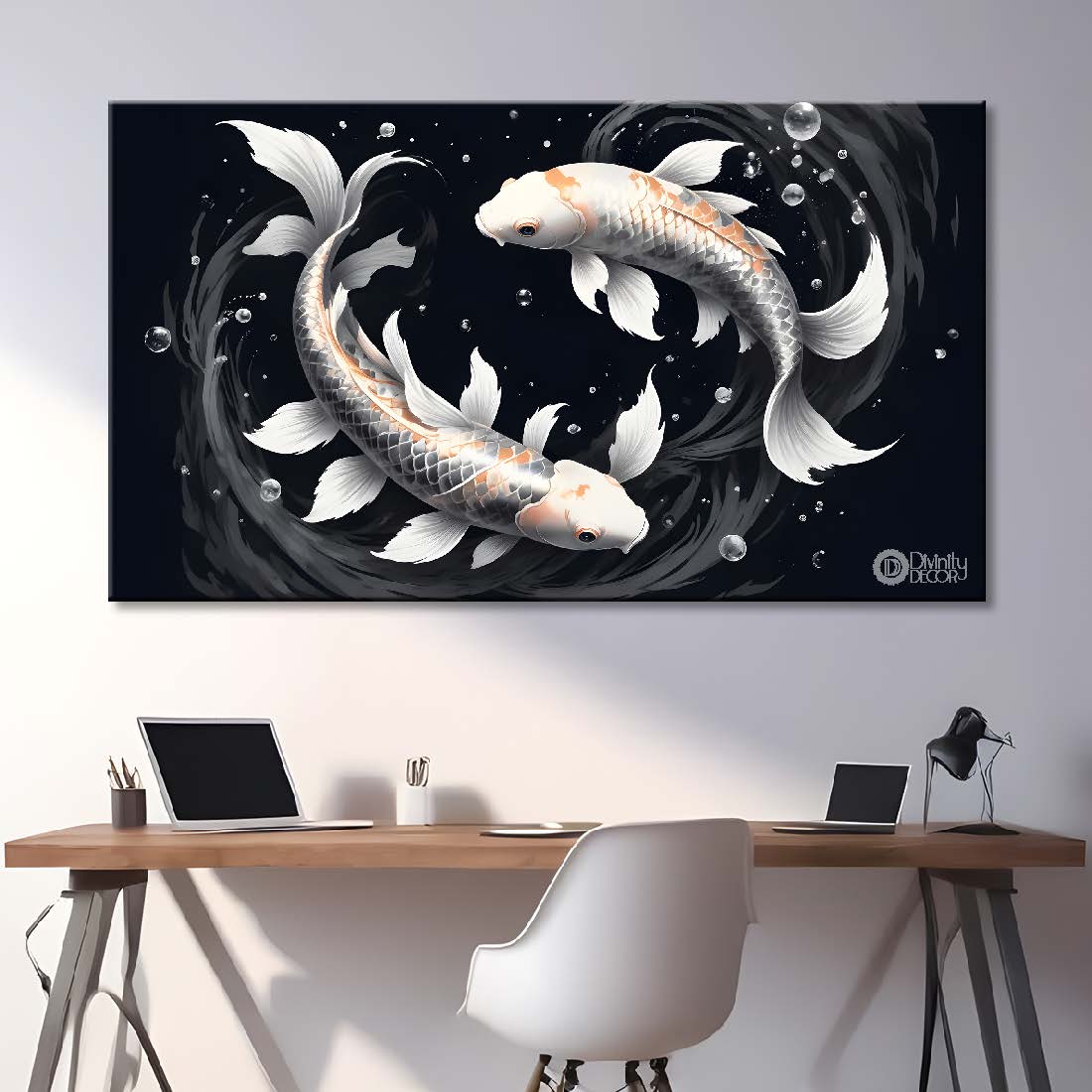 Two koi fishes in water textured art. - Design - Animal - 23