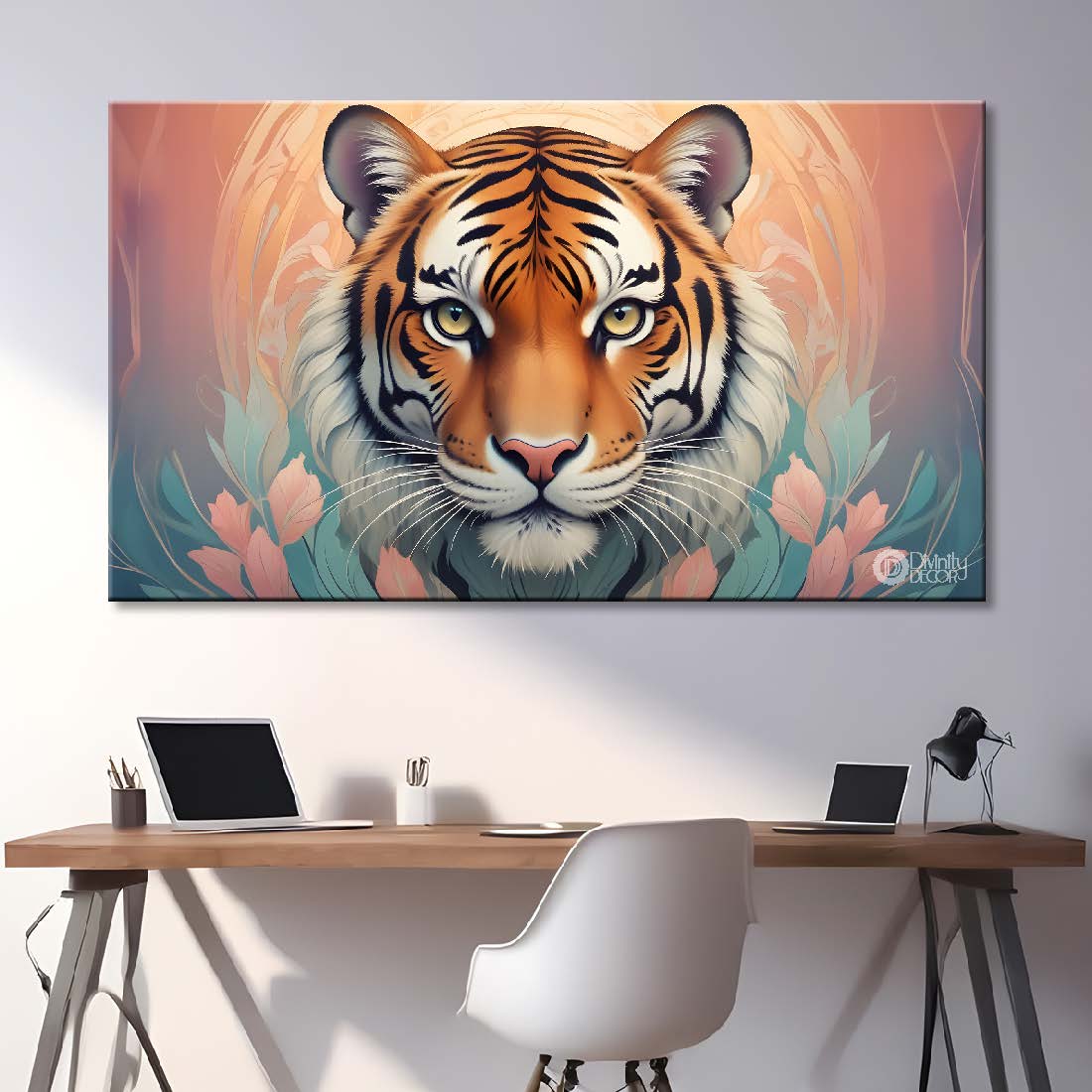 Tiger in the light background textured art.- Design - Animal -98