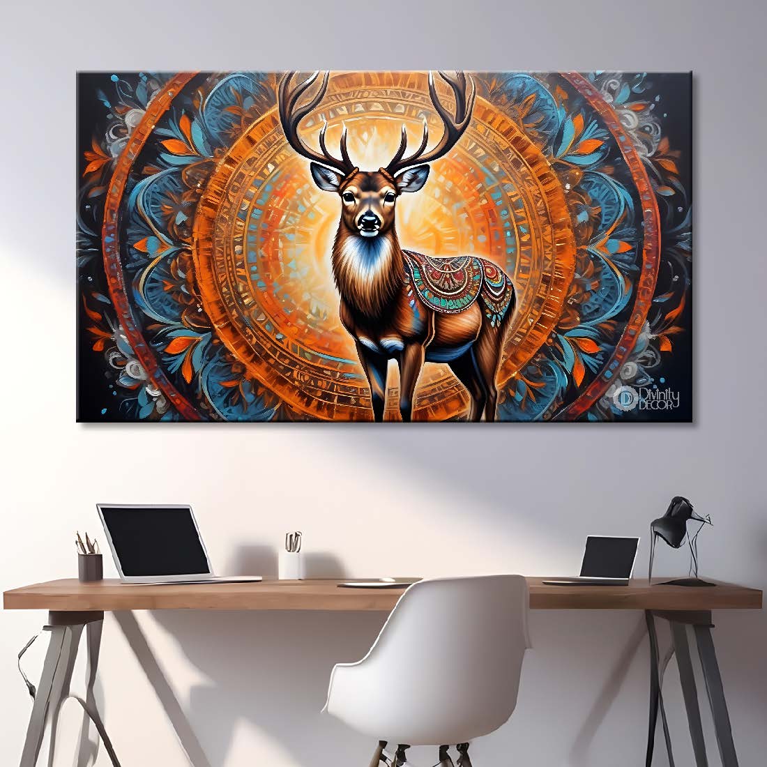 Deer with colorful textured background art- Design - Animal -176