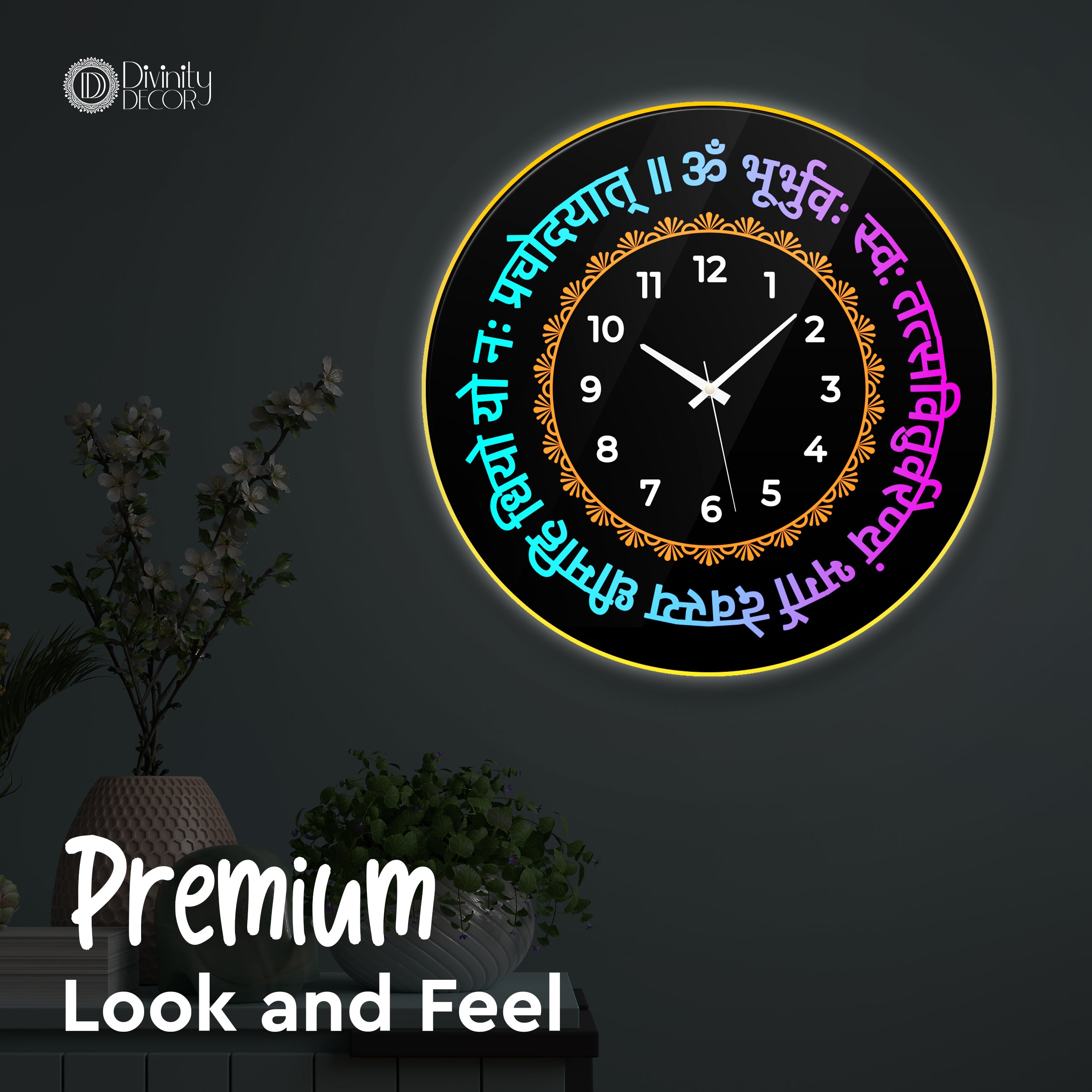 Spiritual LED Light Wall Clock - Design - 1