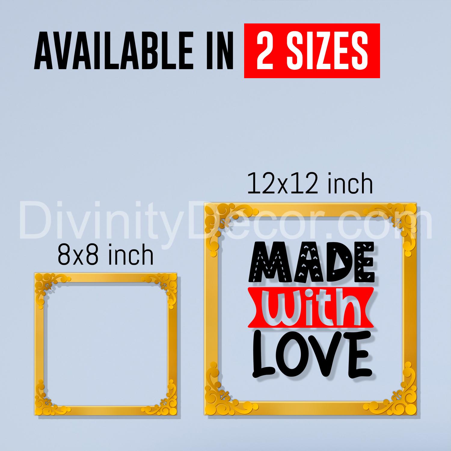 Made with love Golden Plaque for Gifting, Wall Decor Clear UV print with Golden Border-100