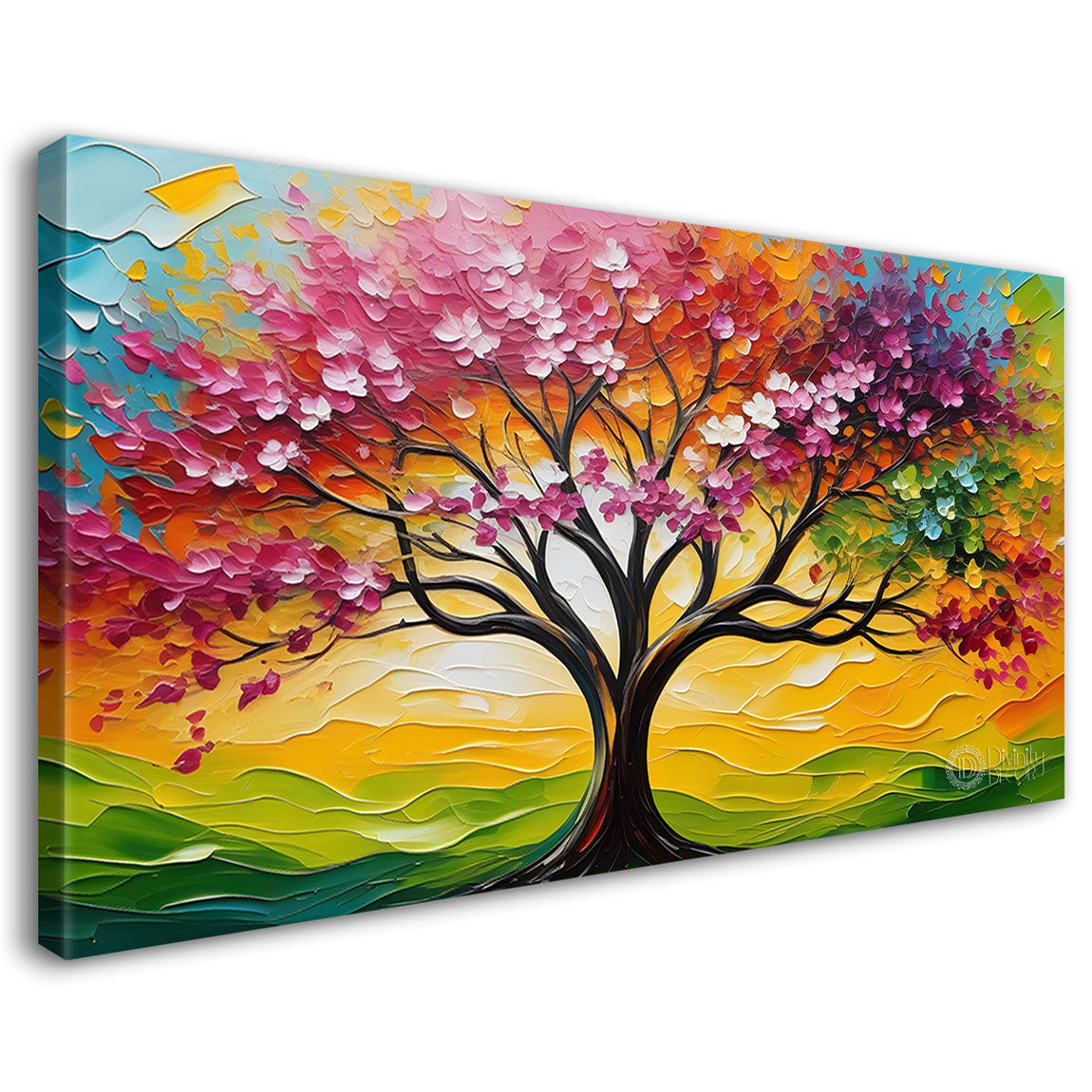 Spring tree in textured modern art Canvas Painting - Design - Tree-100
