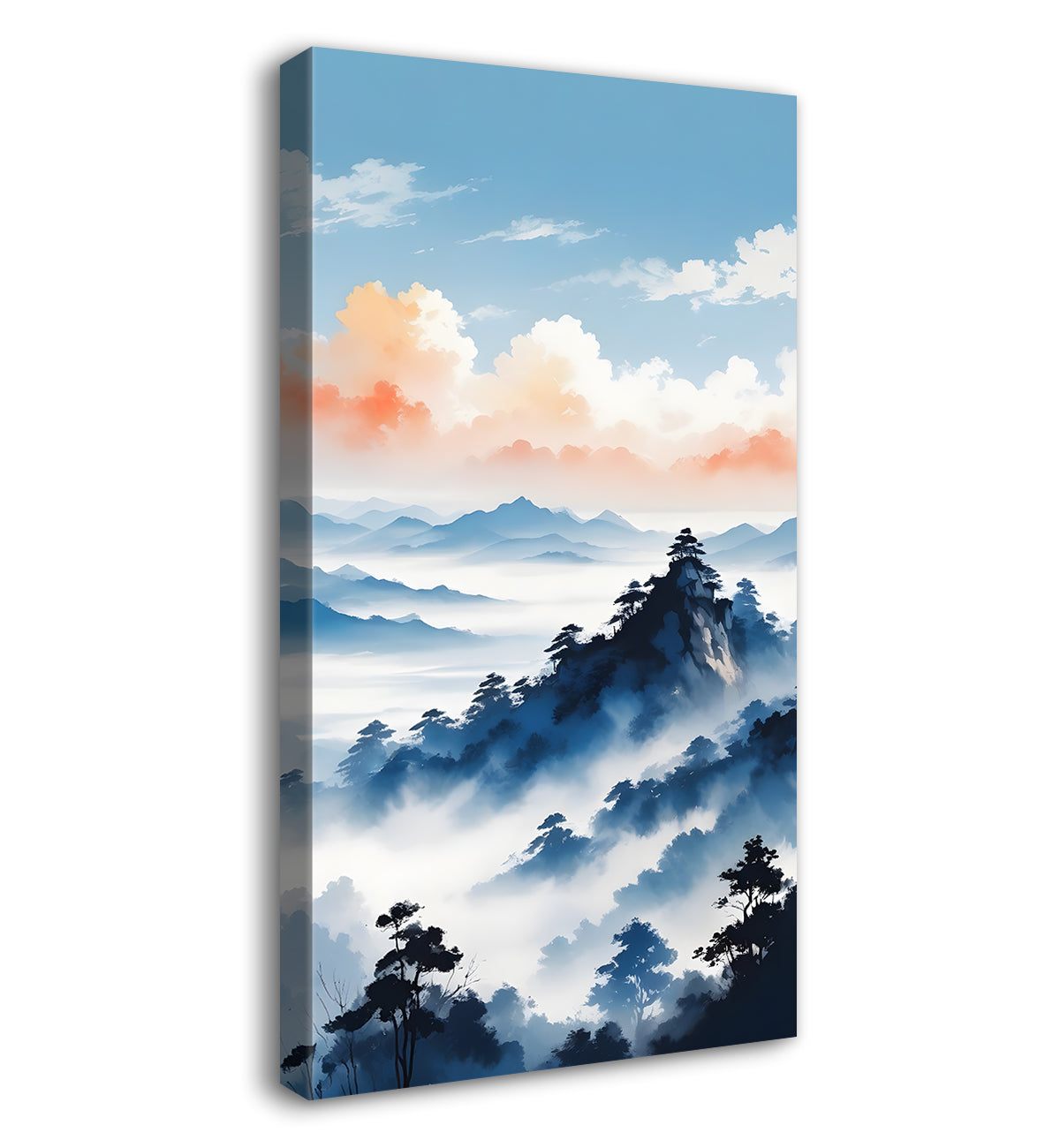 Mountains in clouds textured natural art Canvas Painting - Nature Art -V-100