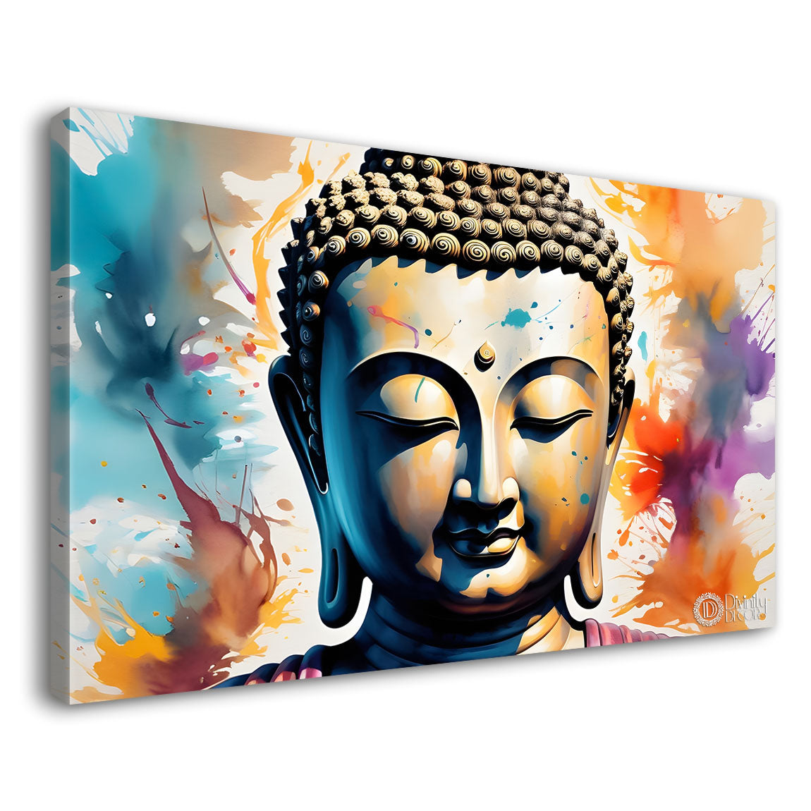 Buddha face in colors textured painting Canvas Wall Painting - Buddha-100
