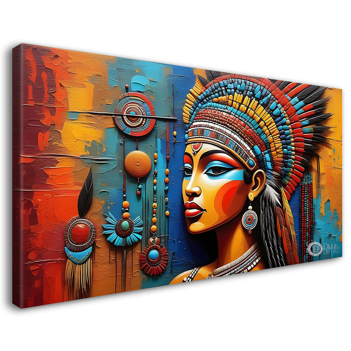 Tribal woman textured art Canvas Painting - Design - Modern-L-100