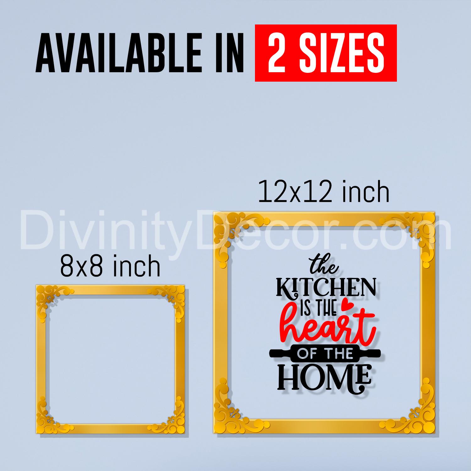 Kitchen is the heart of the home Golden Plaque for Gifting, Wall Decor Clear UV print with Golden Border-101