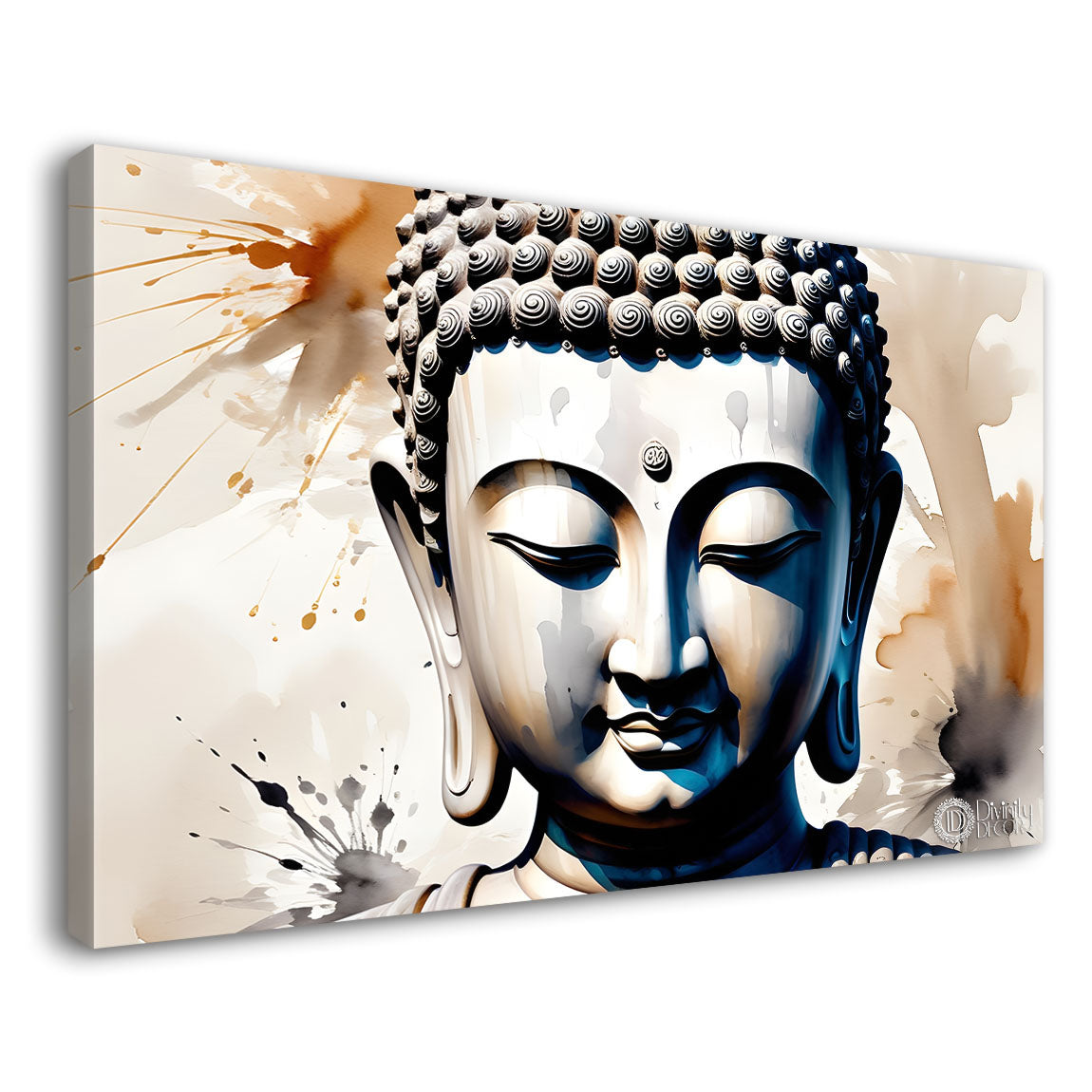 Buddha face in light textured background painting Canvas Wall Painting - Buddha-101