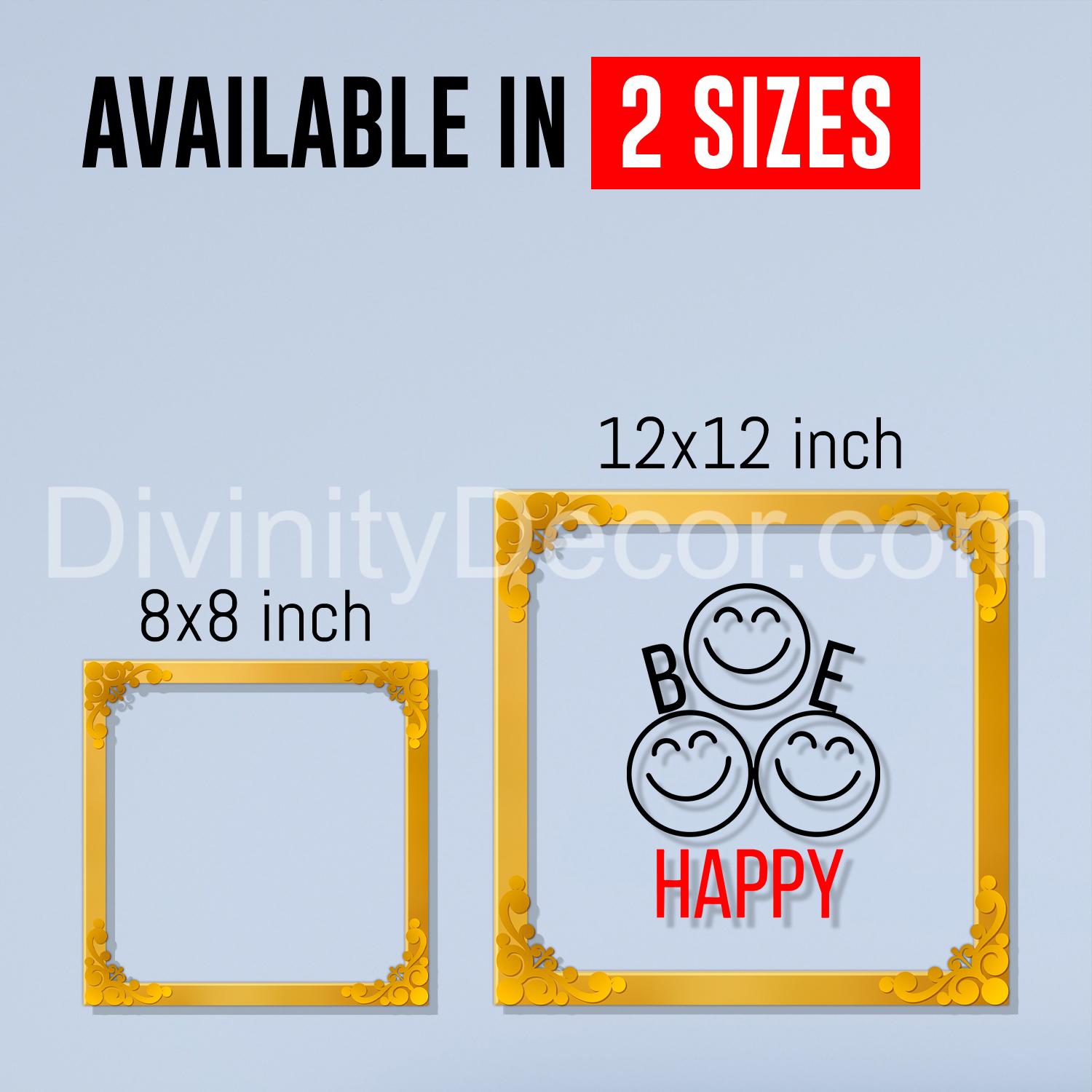 Be happy Golden Plaque for Gifting, Wall Decor Clear UV print with Golden Border-102