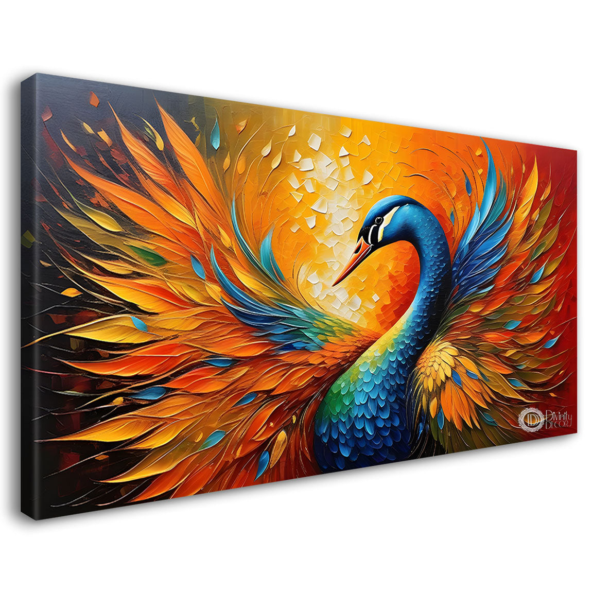 Colorful peacock textured art Canvas Painting - Design - Modern-L-102