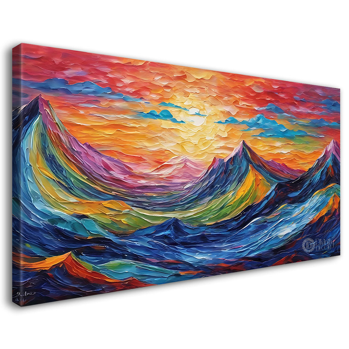 Colorful textured mountains painting Canvas Painting - Nature Art -103