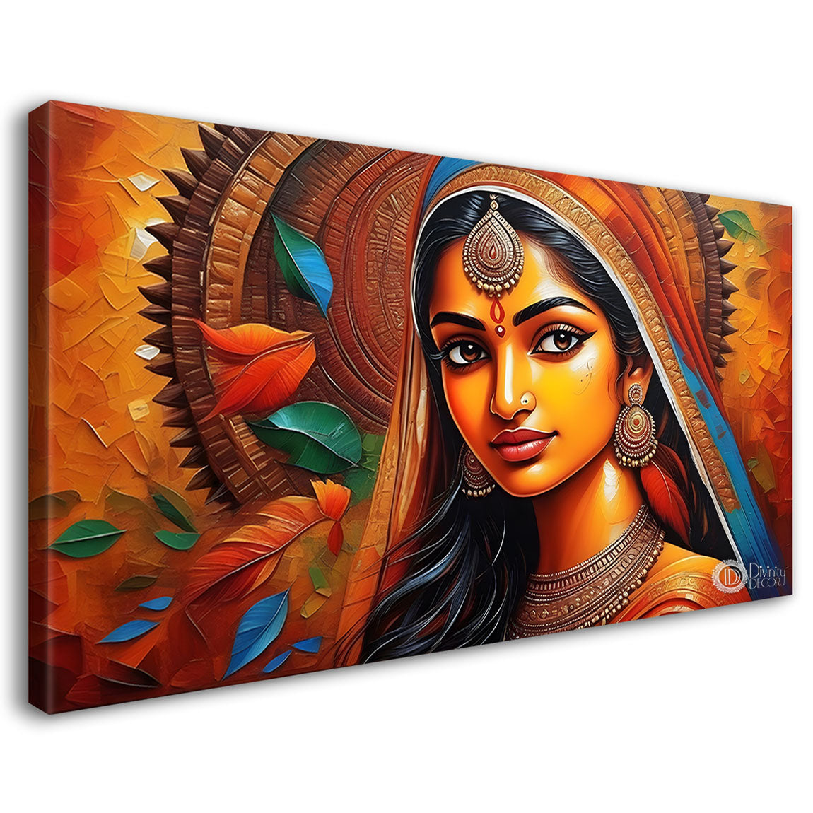 Indian woman face textured painting Canvas Painting - Design - Modern-L-103